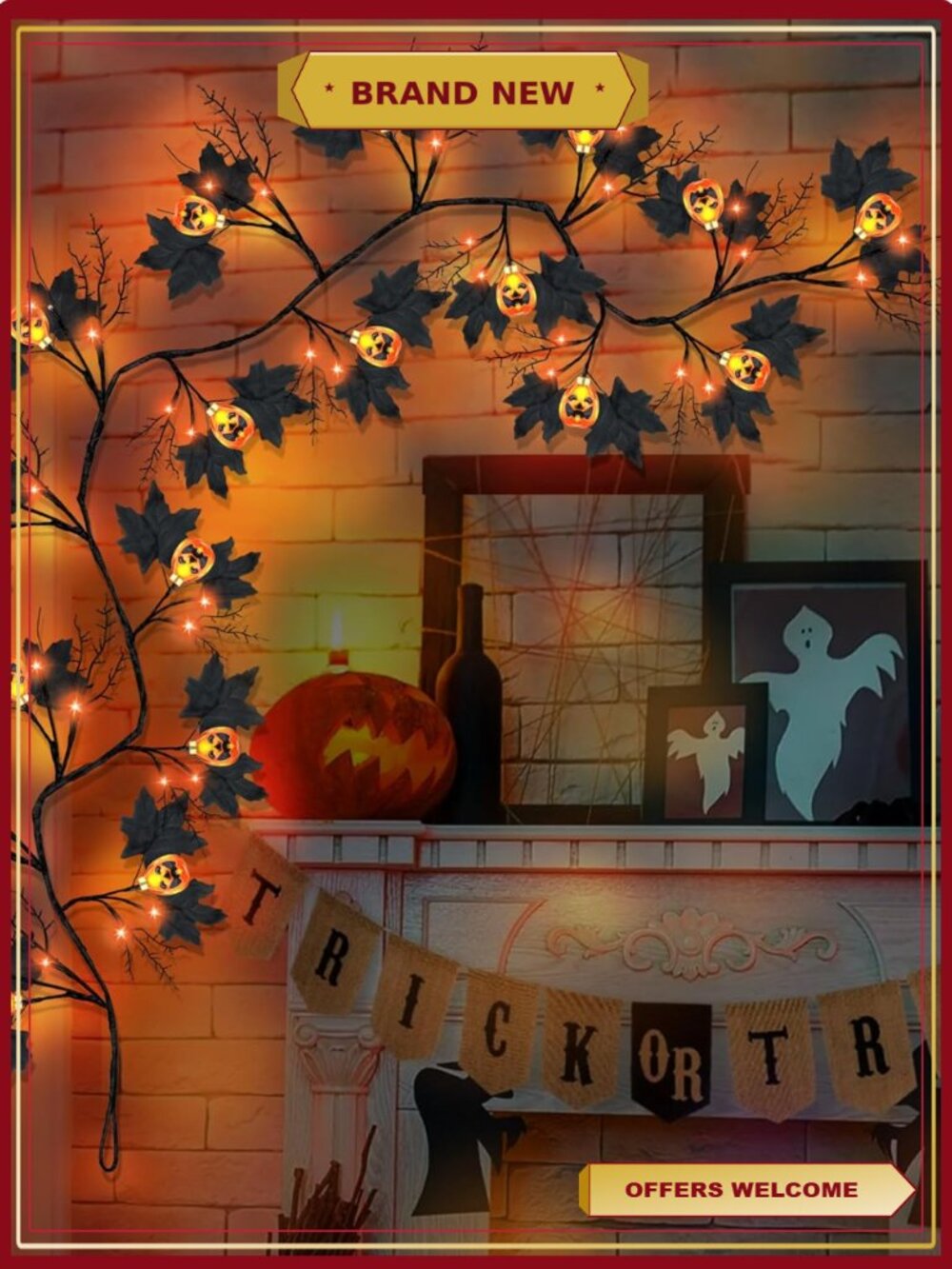 6FT Halloween Willow Vine Lights 54 LED 8 Modes Waterproof Battery Operated - Picture 3 of 6